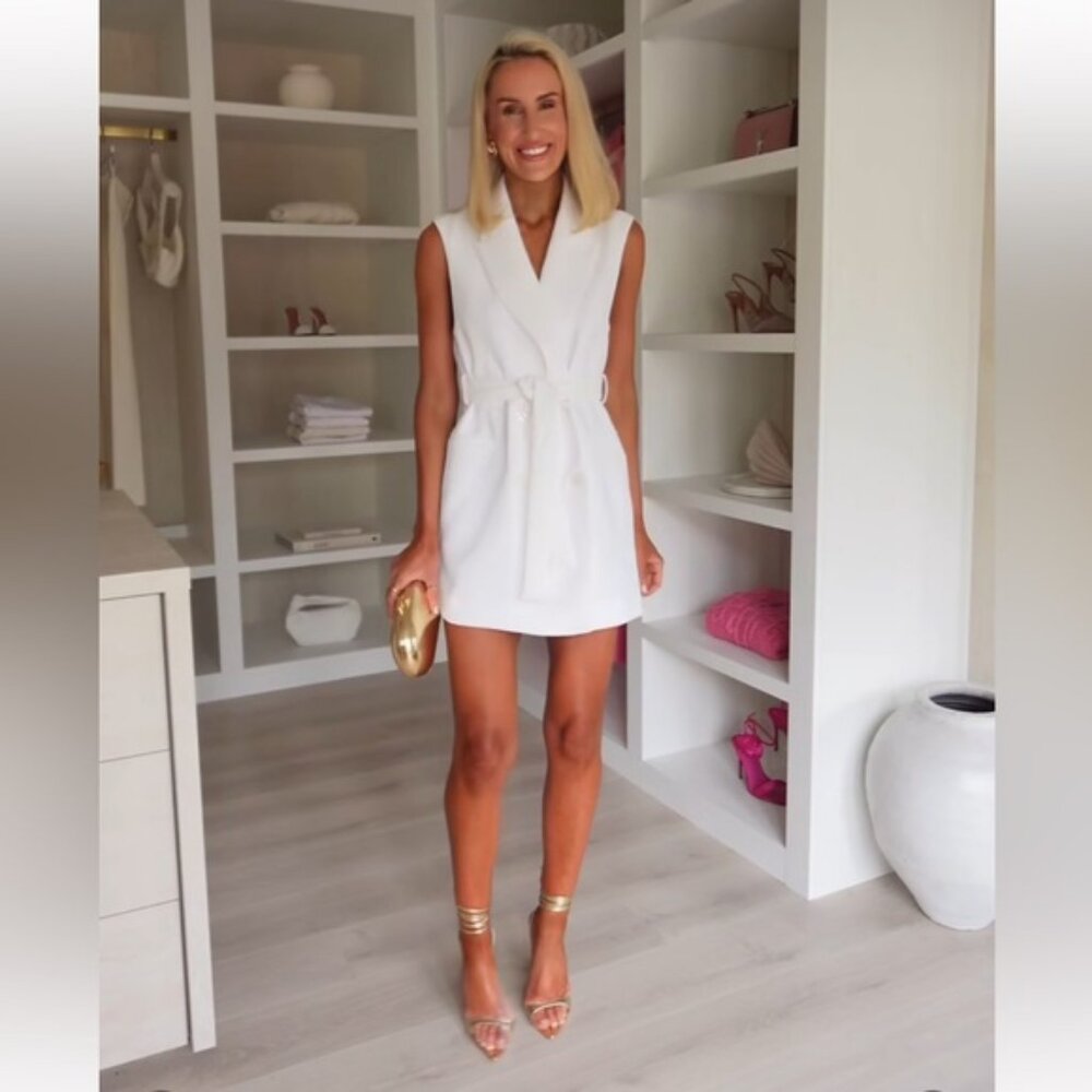 ZARA LONG BELTED DOUBLE BREASTED VEST